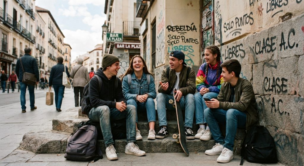 Estudiantes haciendo pellas